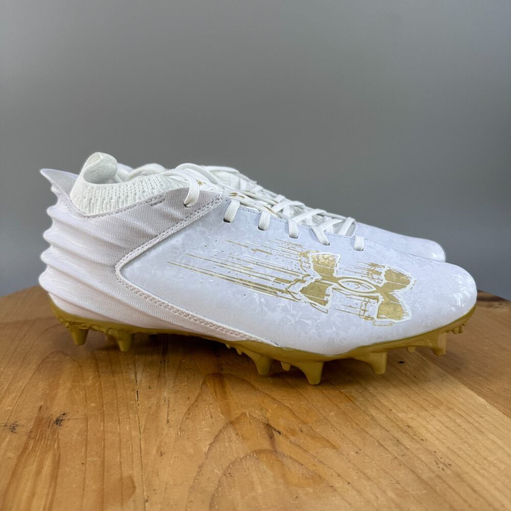 Under Armour Blur Smoke 2.0 MC Suede Mens Size 14 Football Cleats White Gold